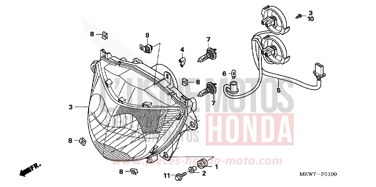 HEADLIGHT for Deauville ABS SHASTA WHITE (NH138) from 2008